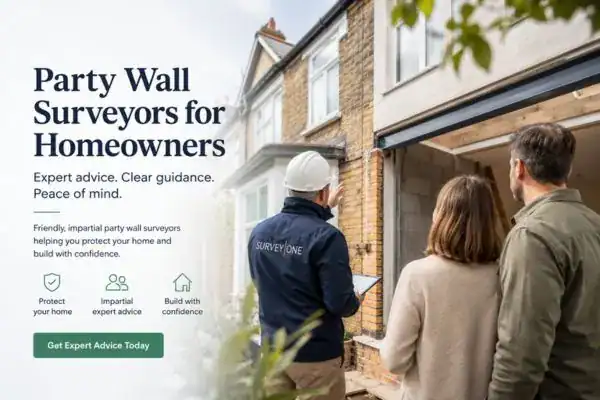 Image of couple with Party wall survey from Survey One Exeter
